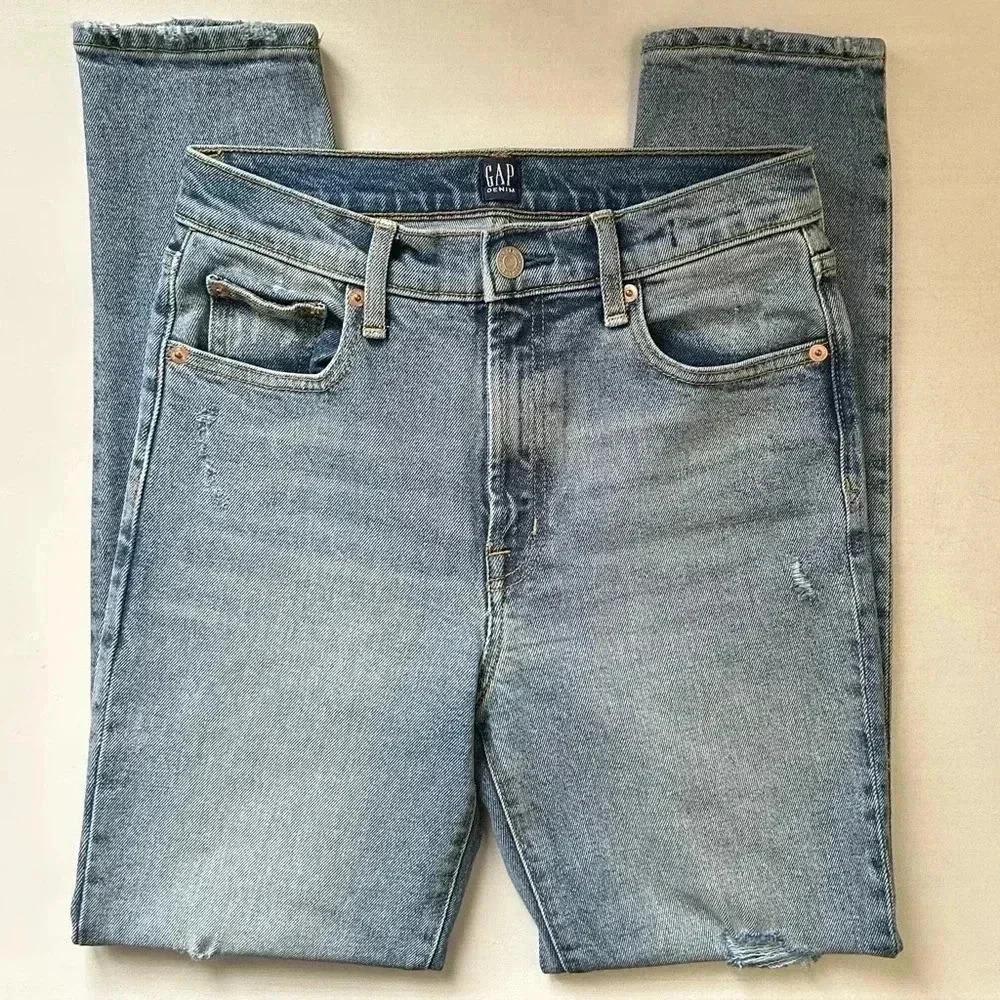 GAP High Rise True Skinny Ankle Jeans Distressed Denim Stretch Blue Size 25 - Picture 13 of 13